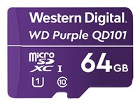 WD Purple SC QD101 WDD064G1P0C - Carte mémoire flash - 64 Go - UHS-I U1 / Class10 - microSDXC UHS-I - violet WDD064G1P0C
