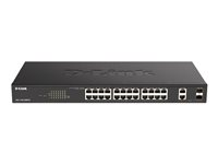 D-Link DGS 1100-26MPV2 - Commutateur - intelligent - 24 x 10/100/1000 (PoE+) + 2 x SFP Gigabit combiné - Montable sur rack - PoE+ (370 W) DGS-1100-26MPV2